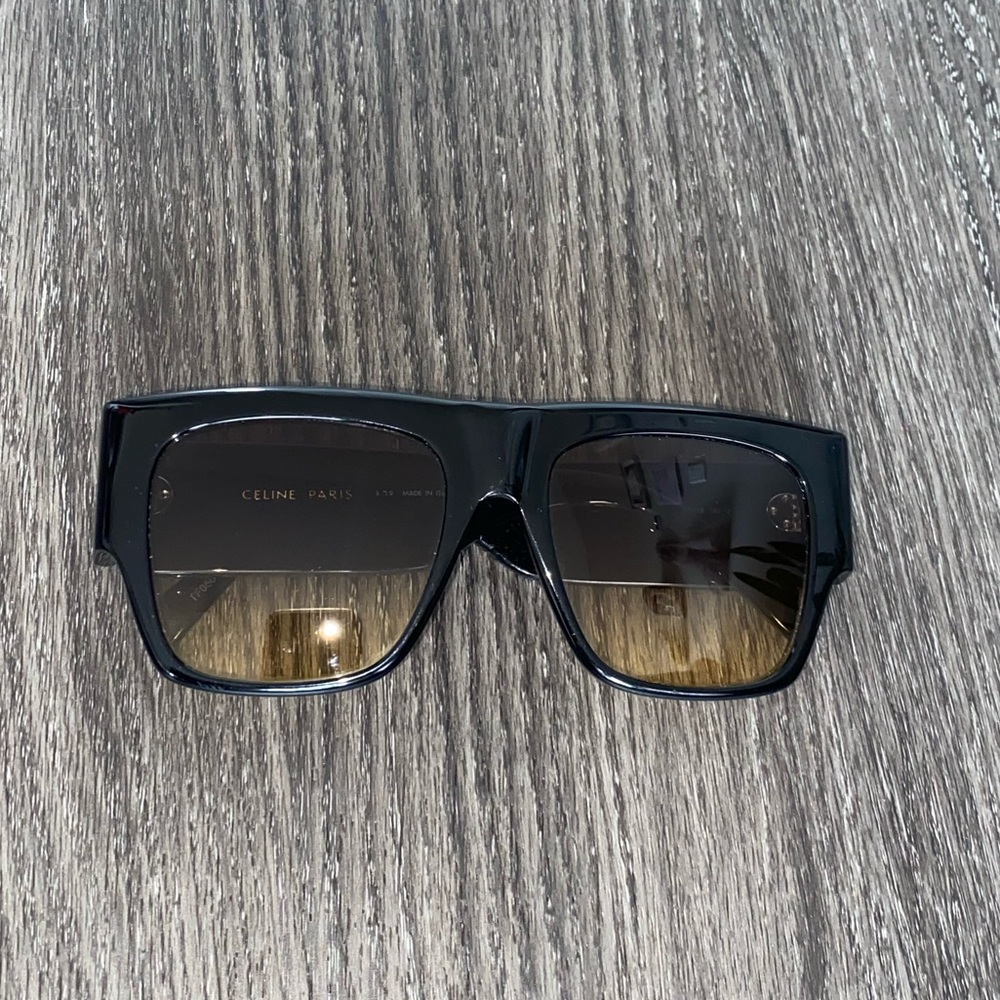 Celine Chunky Black Rectangle Acetate Sunglasses